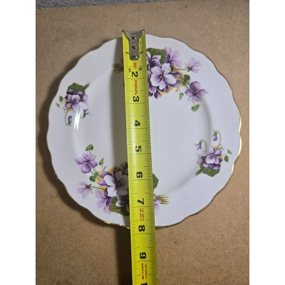 Vintage Royal Kent Bone China Staffordshire England Salad Plate Violets Floral - Picture 3 of 6